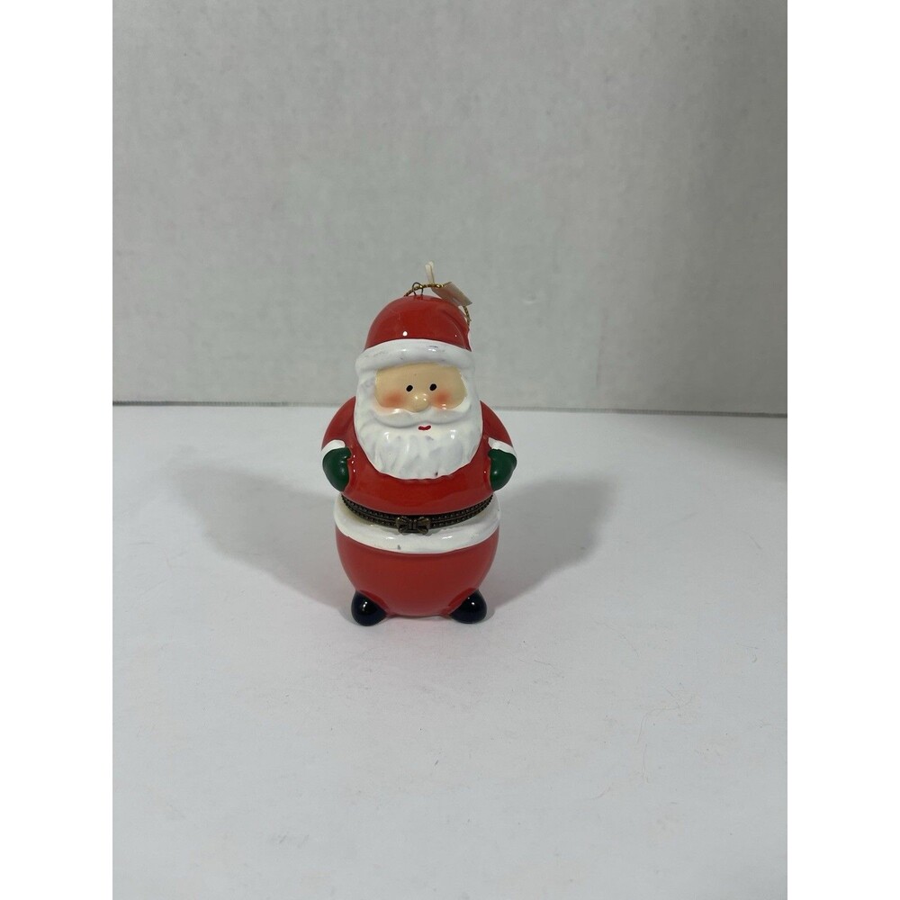 Santa Claus Porcelain Trinket Box Ornament NIB
